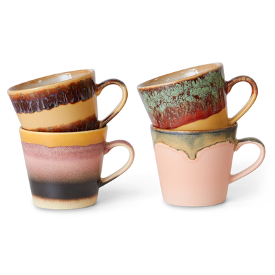 HKliving Servies 70s ceramics cappuccino mugs vista - set van 4