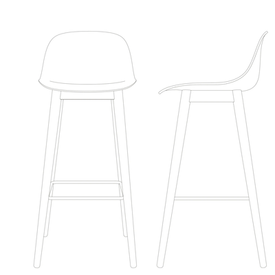Muuto barkruk met rugleuning Fiber Bar Stool Wood Base