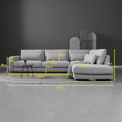 Hoekbank Lusaro Lichtgrijs Ottoman