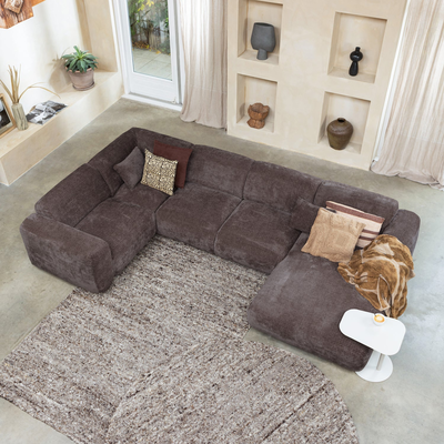 Efia vloerkleed rond wol bruin melange o200 cm