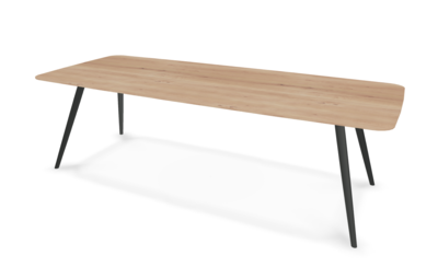 They &amp; Me eettafel Joy – bootsvorm – eiken rustiek bianco olie – onderstel TM100 antraciet
