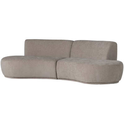 Batavier half ronde bank 4-zits velvet lichtbruin melange