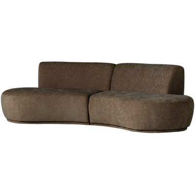 Batavier half ronde bank 4-zits velvet lichtbruin melange