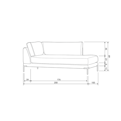 Couple lounge element rechts roest melange