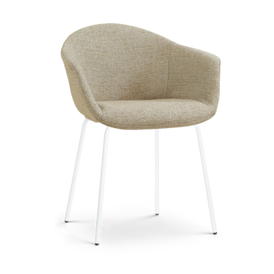 Eetkamerstoel Nora-Otis gestoffeerd - wit onderstel - met armleuningen