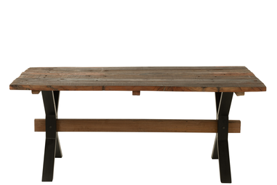 Eettafel verouderd hout bruin