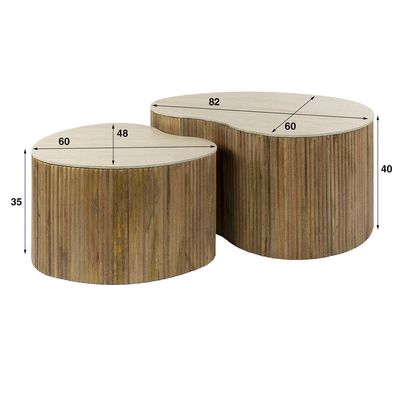 Salontafel Set Limestone Hart