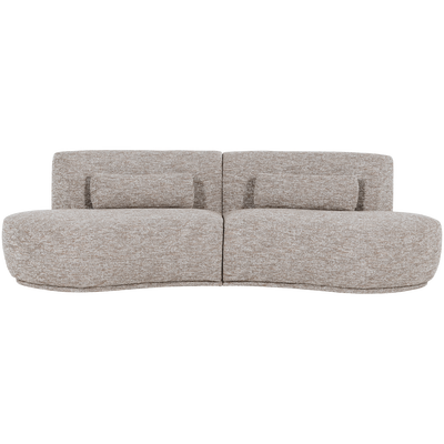 Batavier half ronde bank 4-zits velvet lichtbruin melange