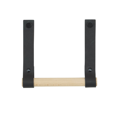 Leren toiletrolhouder (roldrager: rondhout)