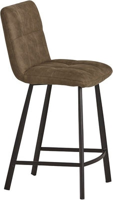 Industriële barkruk bolero – cowboy stof olive met zwart frame - set van 2