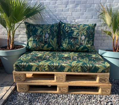 Palletkussen set monkey apen met palmbomen