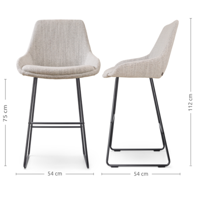Barkruk Nino-Isa zwart onderstel - 75 cm