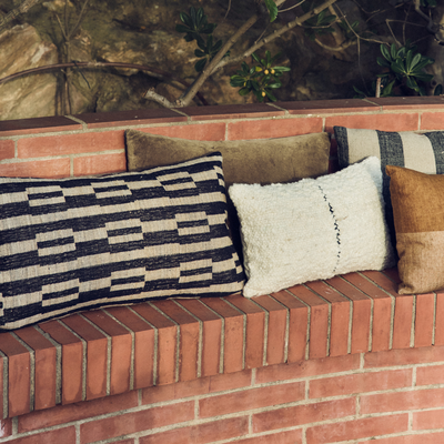 Natural wool striped cushion (50x30cm)