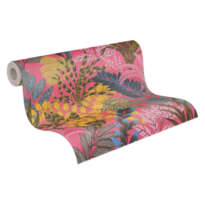 Behang Botanisch - roze, bruin, geel, blauw