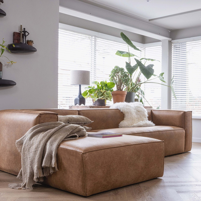 Bean hoekbank rechts chenille velvet taupe
