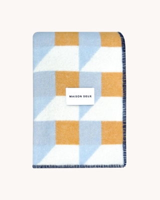 Maison Deux plaid Cubics Blauw Honing
