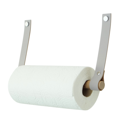 Leren keukenrolhouder (roldrager: rondhout)