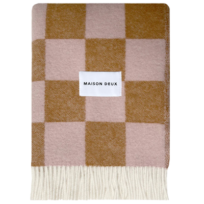 Maison Deux Checkerboard Blanket - Terra / Pink