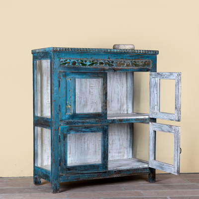 Kavish - Blauwe Vintage Teakhouten Kast