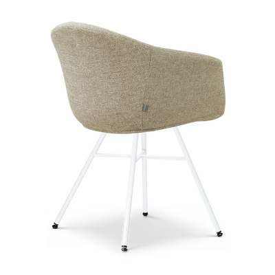 Eetkamerstoel Noa-Otis wit onderstel met armleuningen