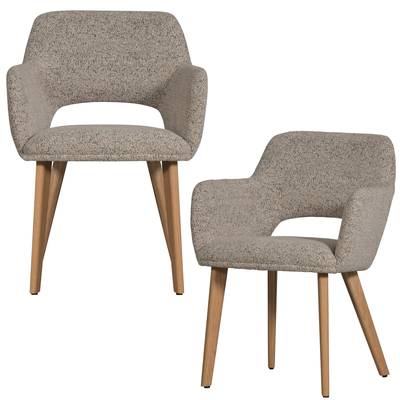 Murat eetkamerstoel taupe met houten poot naturel