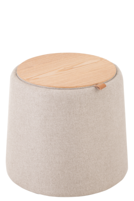 Poef/bijzettafel Rond Beige