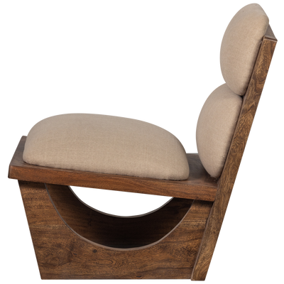 Opulent fauteuil boucle/hout naturel