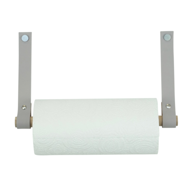 Leren keukenrolhouder (roldrager: rondhout)