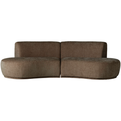 Batavier half ronde bank 4-zits velvet lichtbruin melange