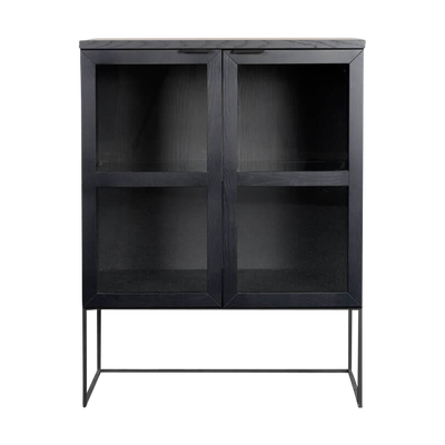 Vitrinekast Everett houten zwart - 95 x 125 cm