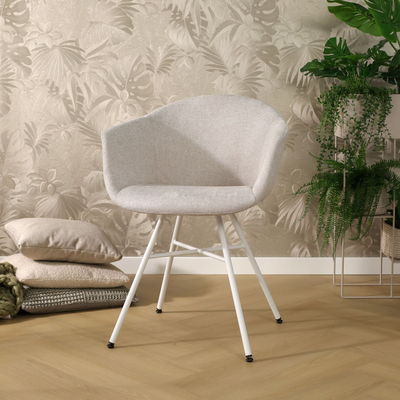 Eetkamerstoel Noa-Otis wit onderstel met armleuningen