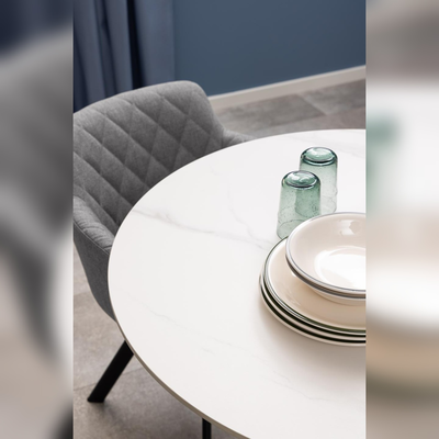 Marly ronde eettafel keramiek wit - Ø90x75 cm