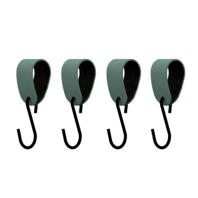 S-haakje Zwart + leren hanger - Maat S - set van 4