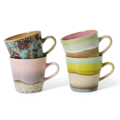 70s ceramics: americano mugs, rococo (set of 4)