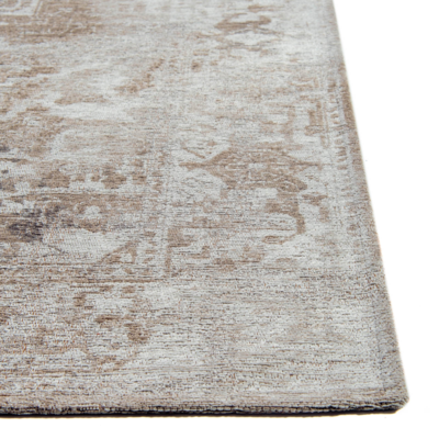 Vloerkleed Heris grijs met sierlijke motieven in het midden, vervaagde kleuren en texturen, antieke look