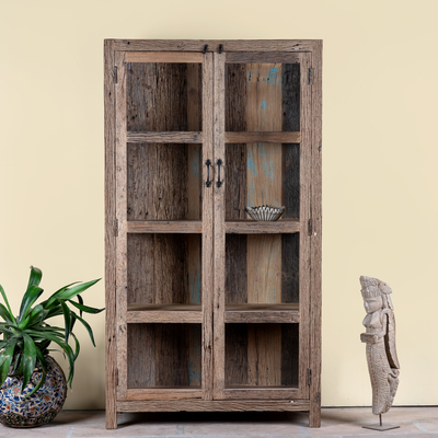 Aarush - Vitrinekast van Gerecycled Hout met Glas