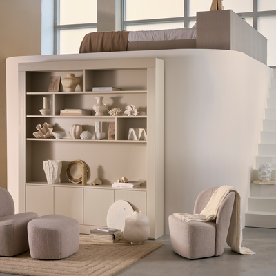 Lofty hocker boucle staalgrijs