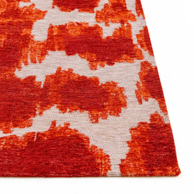 Abstract design vloerkleed Ikat met vlekken en vage vormen oranje en ivoor