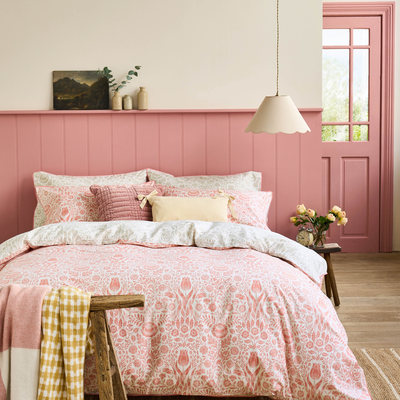 Dekbedovertrek Ashstead damask natural coral 