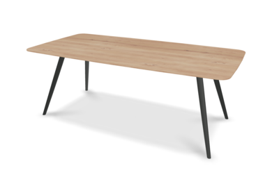 They &amp; Me eettafel Joy – bootsvorm – eiken rustiek bianco olie – onderstel TM100 antraciet