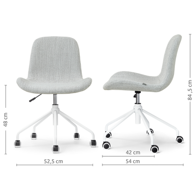 Bureaustoel Nout-Fé wit gestoffeerde zitting