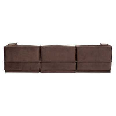 Manu chaise longue bank links velvet bruin [fsc]