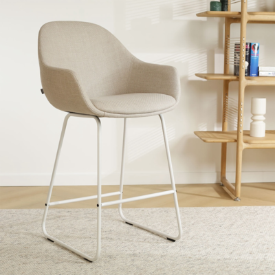 Barkruk Nino-Mae met armleuningen - wit onderstel 75 cm