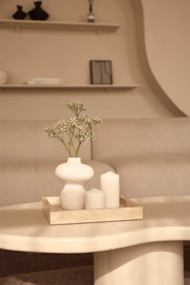 Travertine dienblad met rand 30x30cm - crème