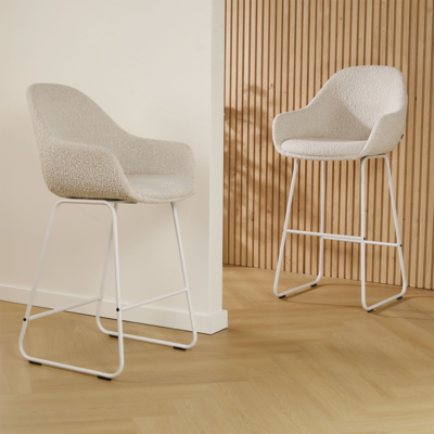 Barkruk Nino-Mae met armleuningen - wit onderstel 75 cm