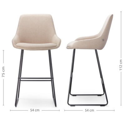 Barkruk Nino-Isa zwart onderstel - 75 cm