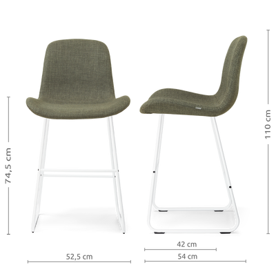 Barkruk Nino-Fé wit onderstel rib beige 75 cm