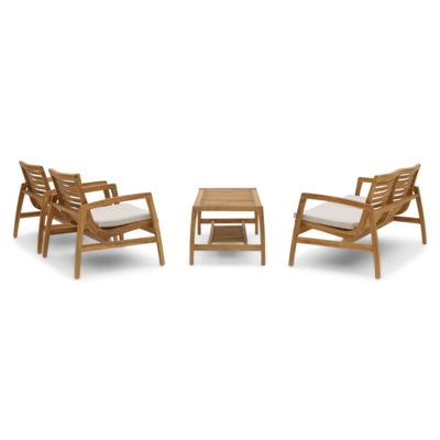 Loungeset Reese natural teak - set van 4