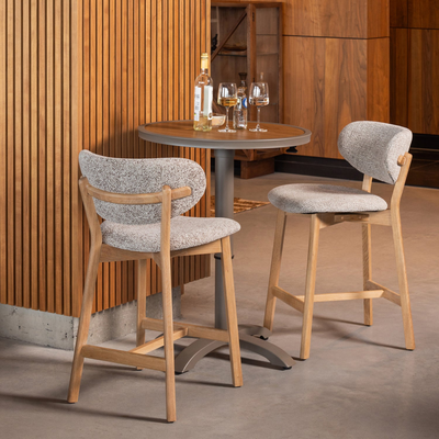 Udar barstoel naturel met houten frame bruin [fsc]