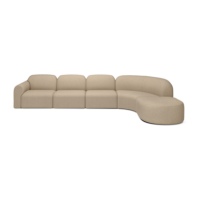 Bulky modulaire bank set - 4/5 seat met footstool - almond